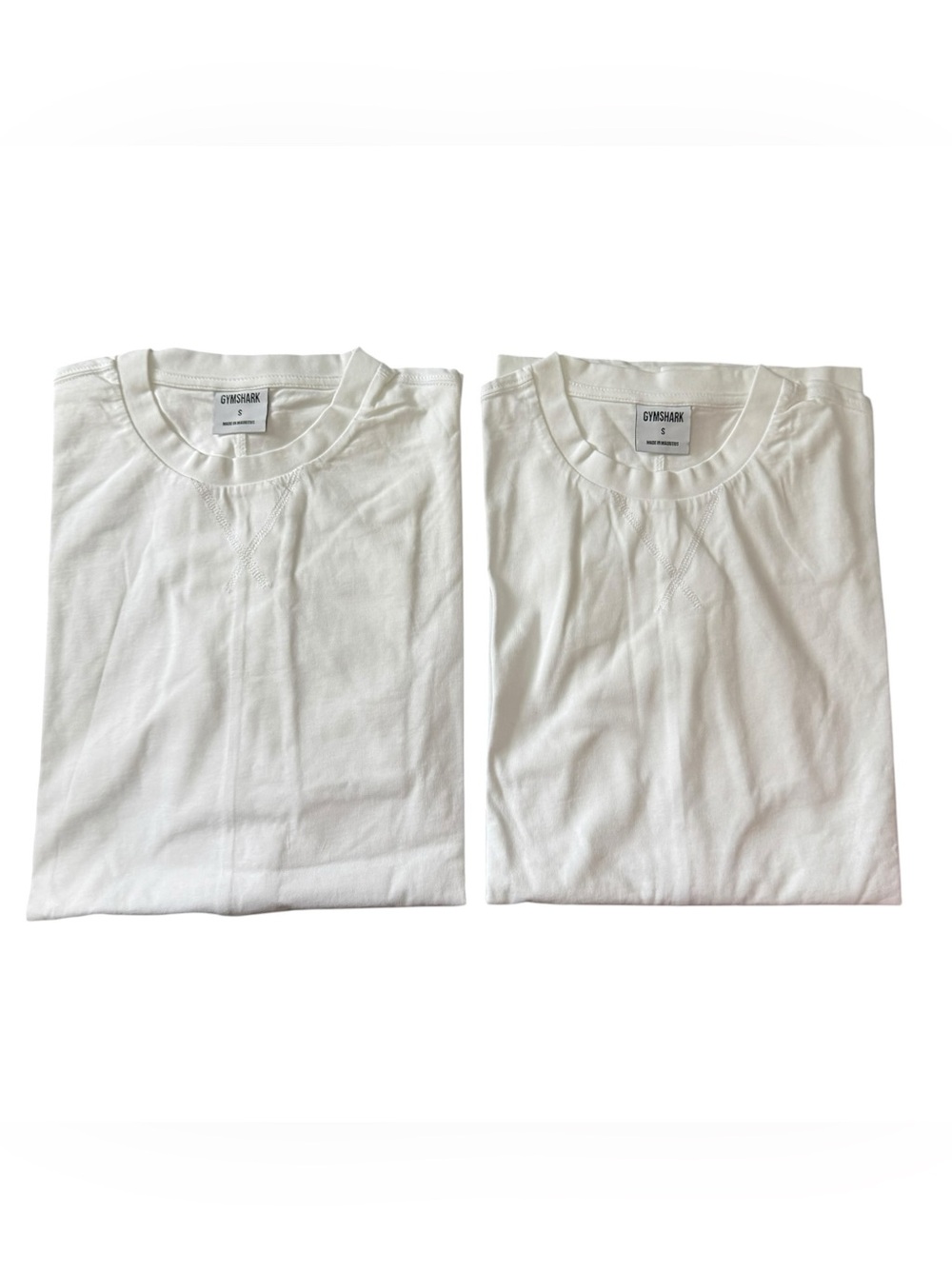 Gymshark Lot of 2 Long Sleeve T-Shirt S White NWT Cotton GULT5269 Oversized